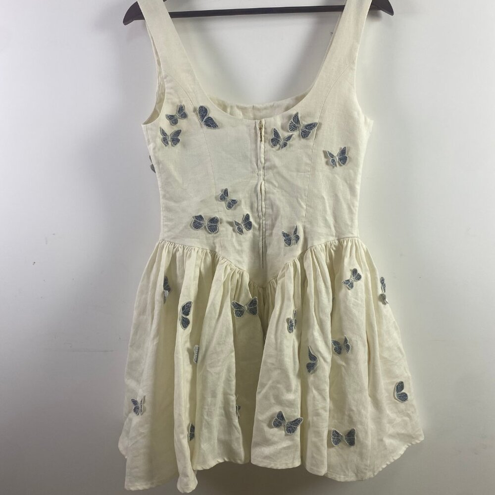 Agua By Agua Bendita Lima Embroidered Butterfly Linen Dress - Picture 4 of 10